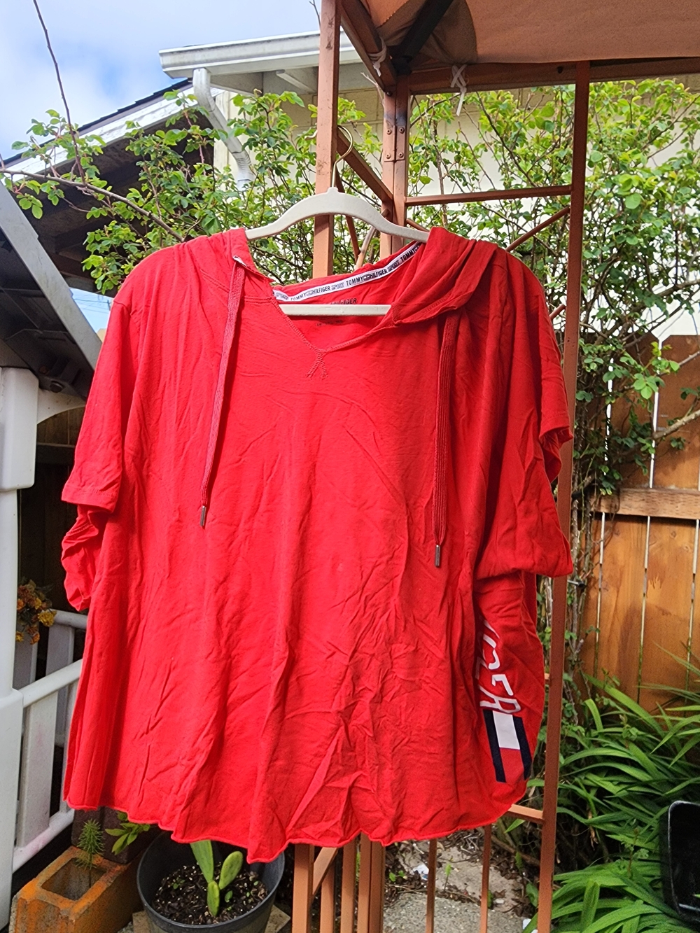 Tommy Hilfiger Sport Red Hooded Sweatshirt with White Trim